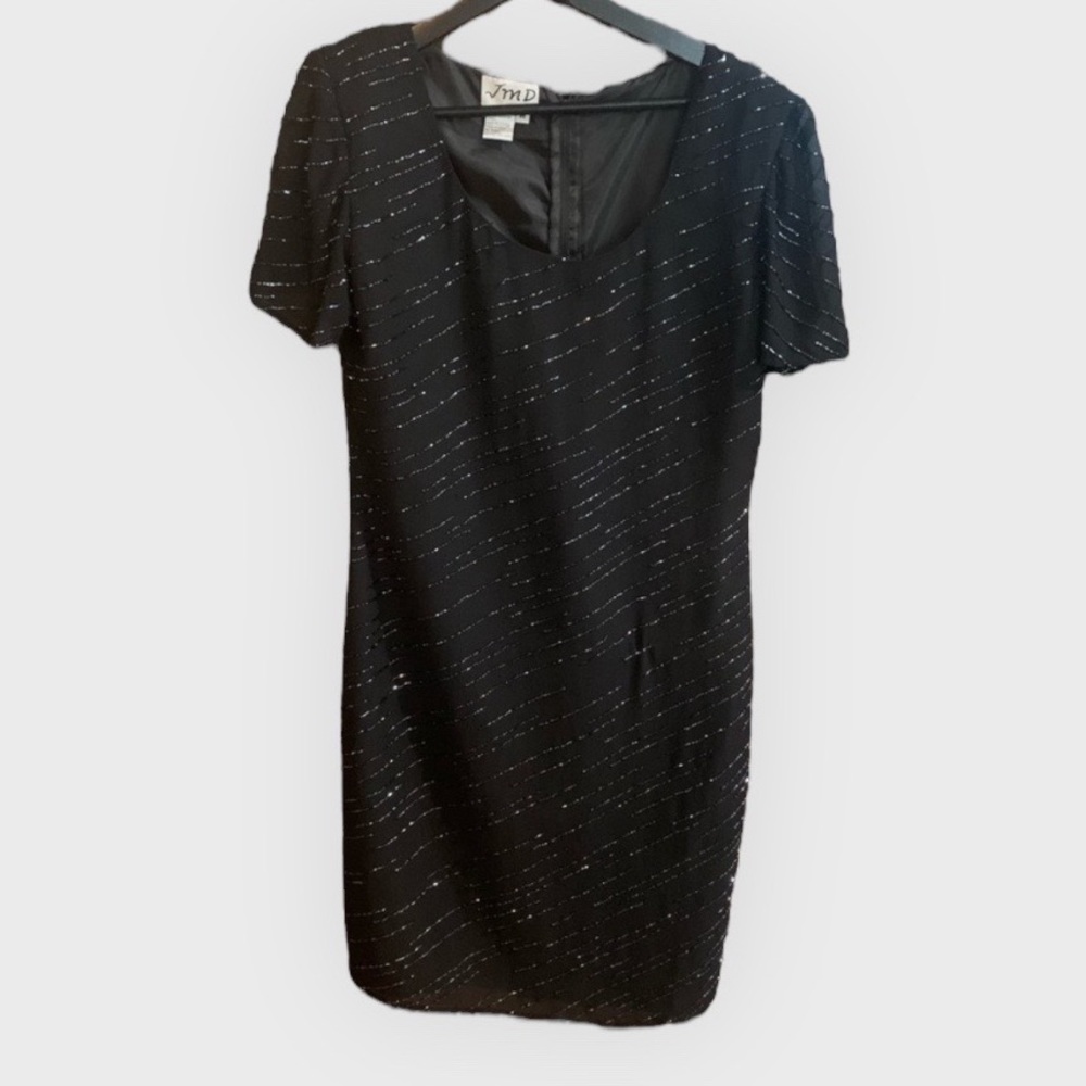 Vintage JMD New York Short Sleeve Beaded Formal Short Sleeved Cocktail Dress